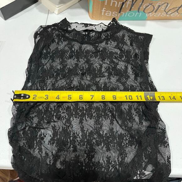 BluIvy Black Sheer Floral Mock Neck Witchy Whimsygoth Womens Size Medium - Picture 6 of 7